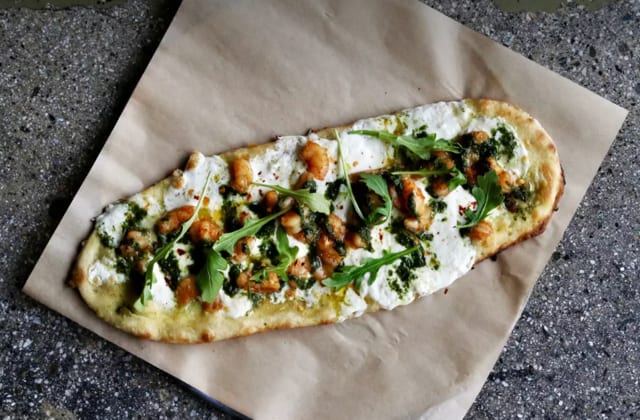 Shrimp Pesto Flatbread.